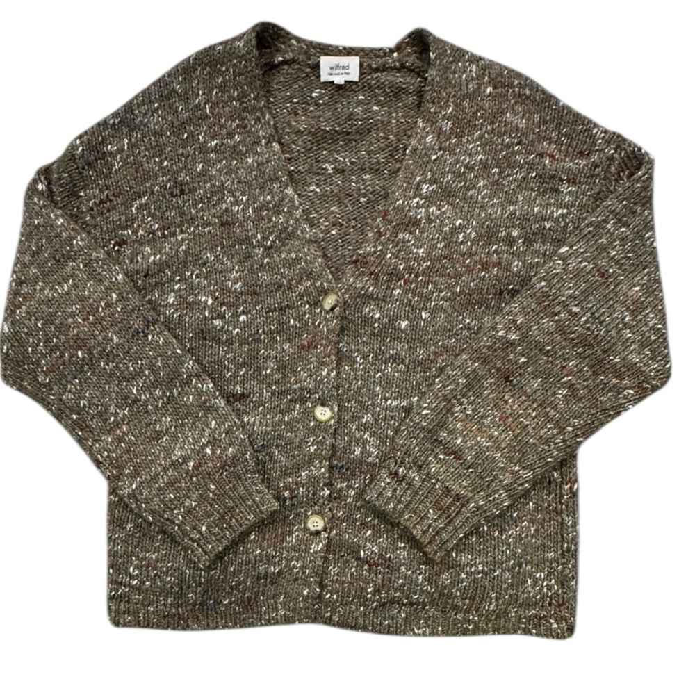 Wilfred Aritzia Wool, Alpaca, Silk Oversized Chunky Cardigan Sweater - Picture 2 of 8